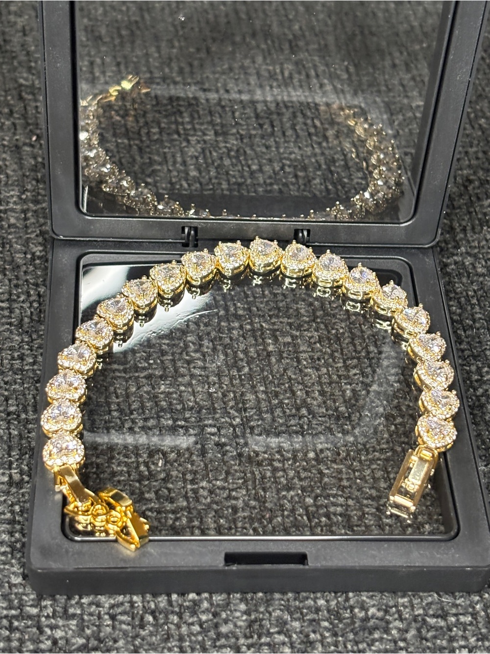 Gold Tennis Bracelet with Clear stones-